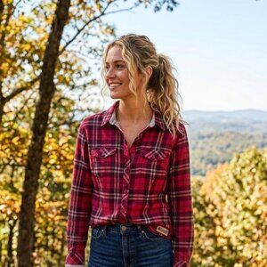 Columbia Burgundy Plaid Flannel Shirt - Small